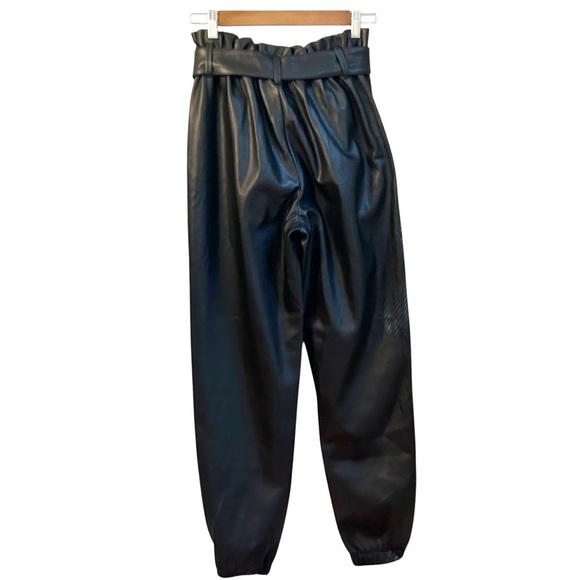Elan Faux Leather Paper Bag Waist Pants Joggers Women’s SZ Medium in Black - Picture 3 of 7